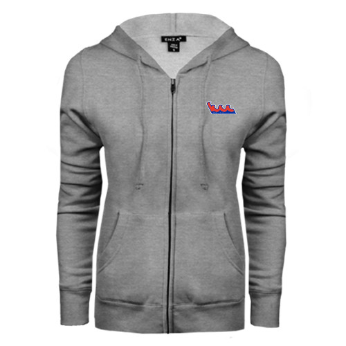 Community College ENZA Womens Grey Fleece Full Zip Hoodie-The Wave