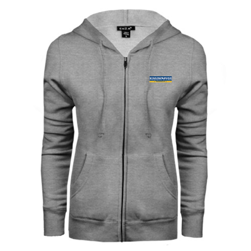 Community College ENZA Womens Grey Fleece Full Zip Hoodie-Official Logo