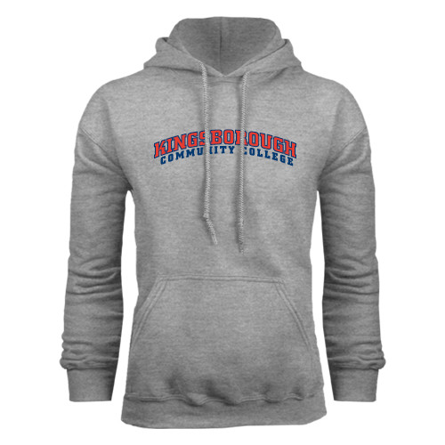Community College Grey Fleece Hoodie-Arched Kingsborough