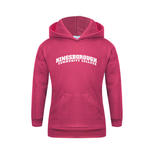 Community College Youth Hot Pink Fleece Hoodie-Arched Kingsborough
