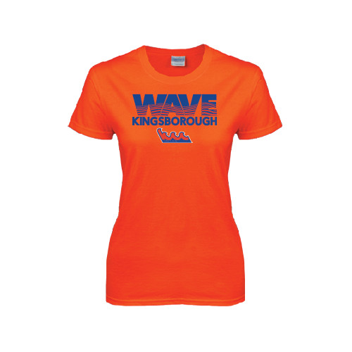 Community College Womens Orange Short Sleeve Tee-Wave