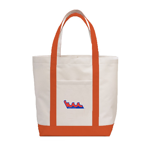 Community College Contender White/Orange Canvas Tote-The Wave