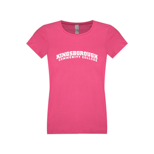 Community College Next Level Girls Fuchsia Fashion Fit T Shirt-Arched Kingsborough
