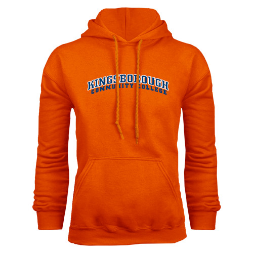 Community College Orange Fleece Hoodie-Arched Kingsborough