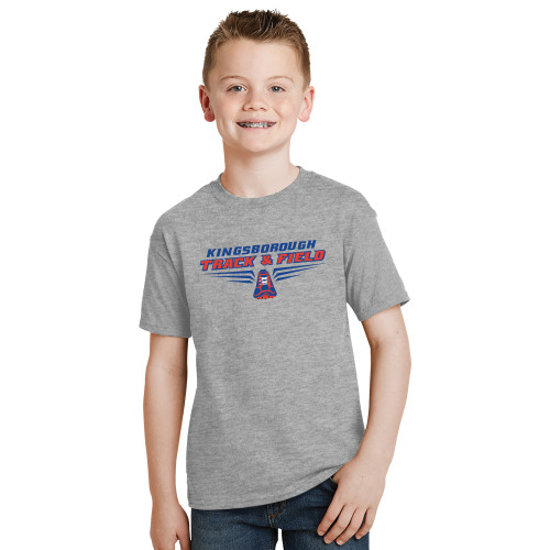 Youth Grey T-Shirt-Track and Field Front View Shoe