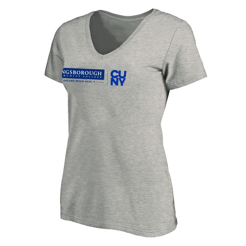 Womens Plus Heather Grey V Neck T Shirt-CUNY Kingsborough