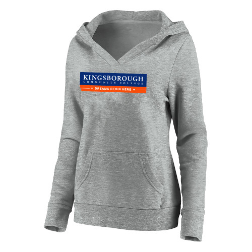 Womens Plus Heather Grey Hoodie-Kingsborough Primary Mark