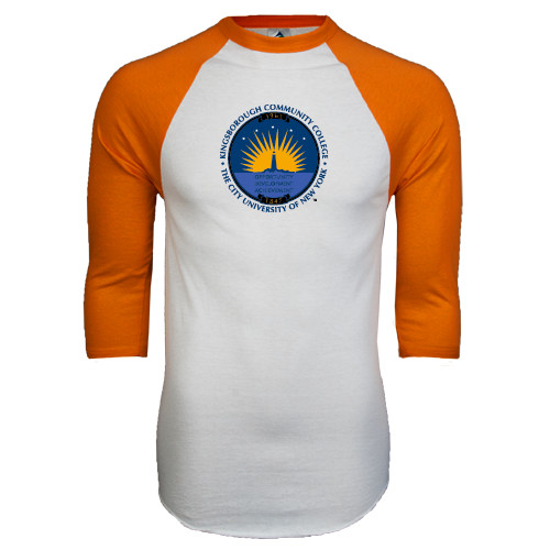 Community College White/Orange Raglan Baseball T Shirt-LightHouse