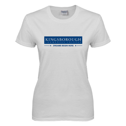 Community College Womens White Short Sleeve Tee-Kingsborough Dreams