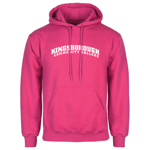 Community College Womens Fuchsia Fleece Hoodie-Arched Kingsborough