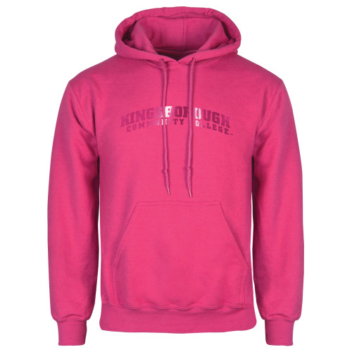 Community College Womens Fuchsia Fleece Hoodie-Arched Kingsborough Foil