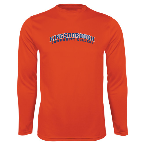 Community College Orange Performance Long Sleeve Shirt-Arched Kingsborough