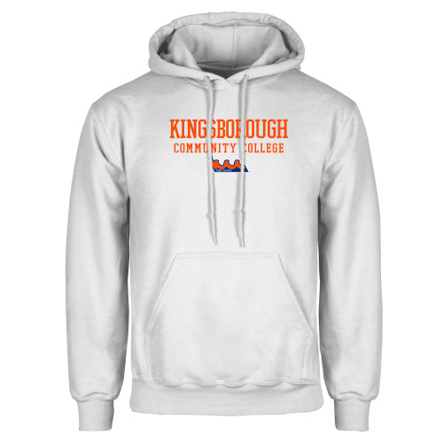 White Fleece Hoodie-Kingsborough CC Collegiate Stacked
