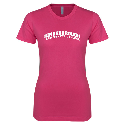Community College Next Level Womens Fuchsia Boyfriend Tee-Arched Kingsborough