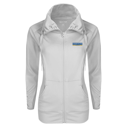 Community College Womens White Sport Wick Stretch Full Zip Jacket-Official Logo