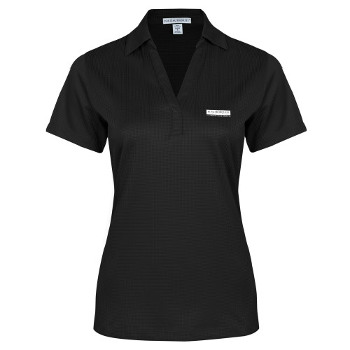 Womens Black Performance Fine Jacquard Polo-Kingsborough Primary Mark