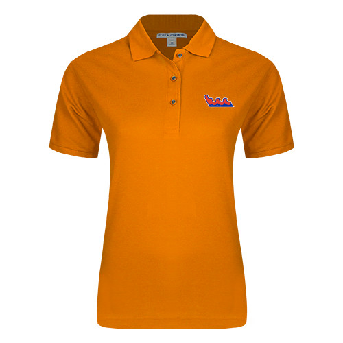 Community College Womens Silk Touch Orange Pique Polo-The Wave