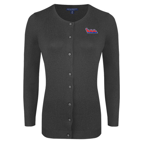 Community College Womens Charcoal Cardigan Sweater-The Wave