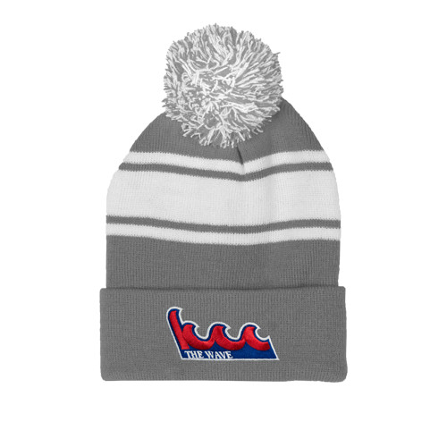 Community College Grey/White Two Tone Knit Pom Beanie w/Cuff-The Wave