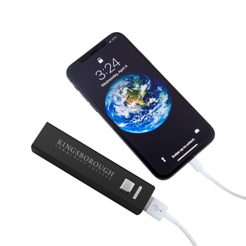 Aluminum Black Power Bank-Kingsborough CC Wordmark Engraved