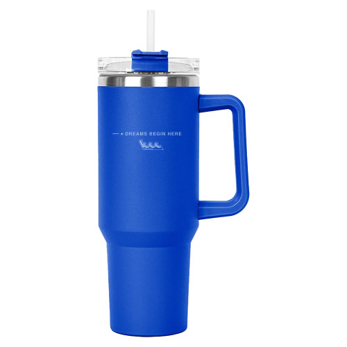 Community College Hippo Royal Mug & Straw Lid with Twist Closure 40 oz-Kingsborough Wave Engraved