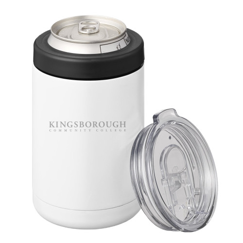 2 in 1 White Can Cooler Tumbler 12oz-Kingsborough CC Wordmark Engraved