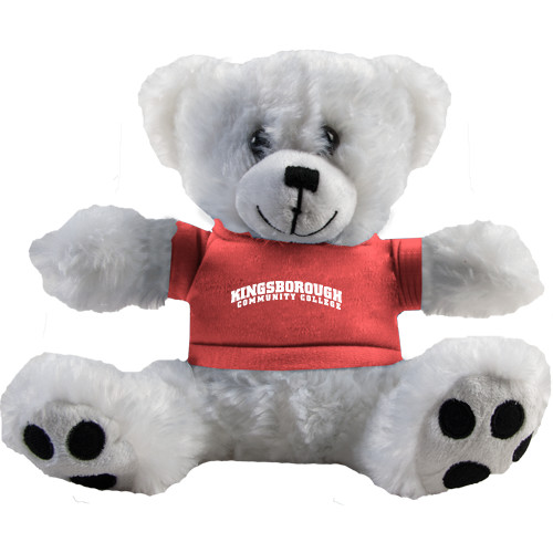 Community College Plush Big Paw 8 1/2 inch White Bear w/Pink Shirt-Arched Kingsborough