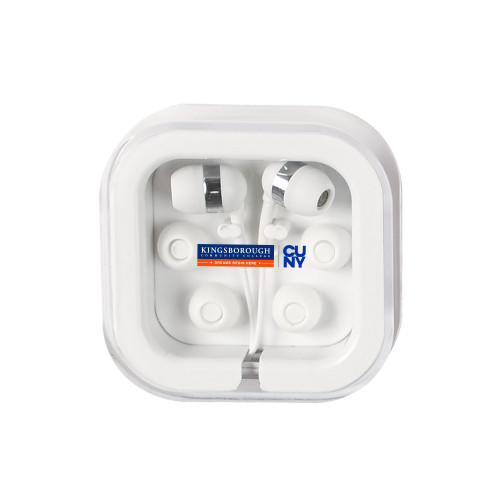 Ear Buds in Clear Square Case-CUNY Kingsborough