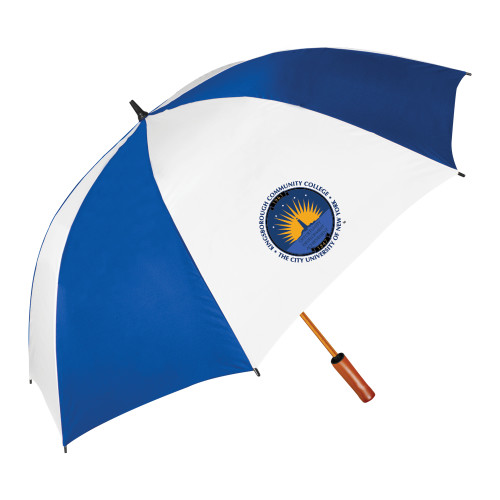 Community College 64 Inch Royal/White Umbrella-LightHouse