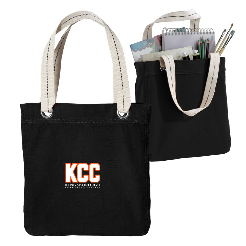 Allie Black Canvas Tote-KCC Kingsborough Community College Stacked