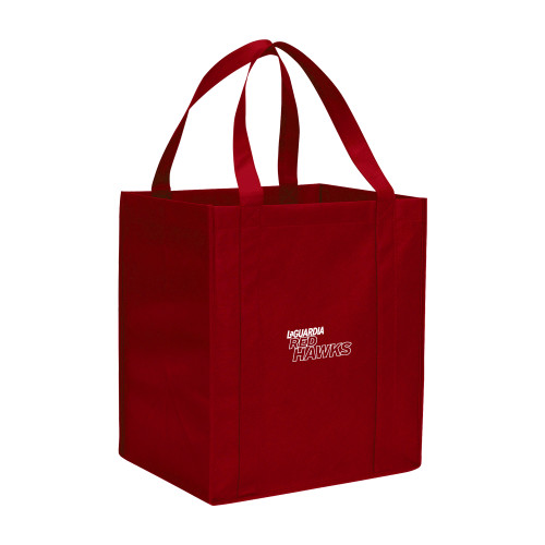 Non Woven Red Grocery Tote-LaGuardia Red Hawks Wordmark