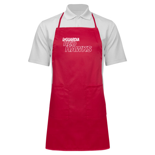 Full Length Red Apron-LaGuardia Red Hawks Wordmark