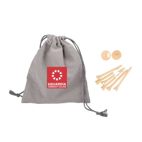 Bamboo Golf Tee Set w/ Grey Recycled Pouch-LaGuardia CC Square Mark