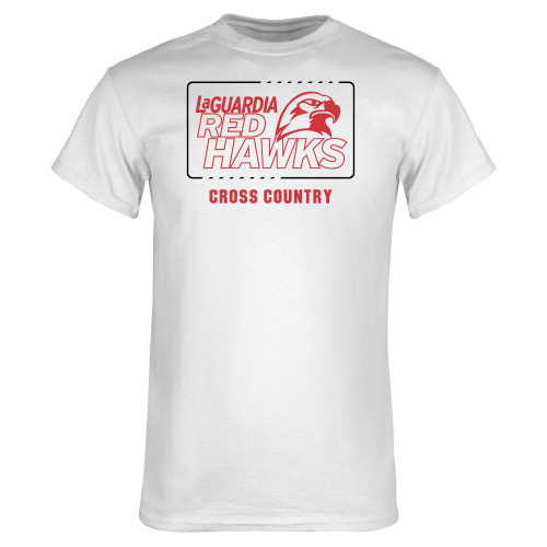 White T Shirt-LaGuardia Red Hawks Cross Country