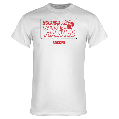 White T Shirt-LaGuardia Red Hawks Soccer