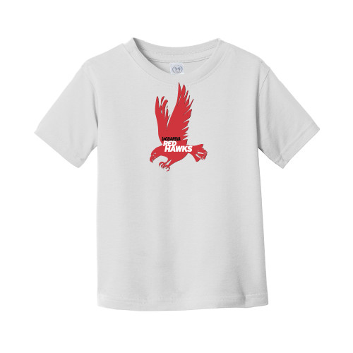 Toddler White T Shirt-LaGuardia CC Red Hawk Logo