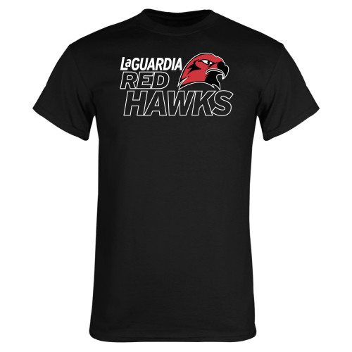Black T Shirt-LaGuardia Red Hawks