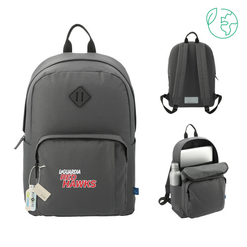 Repreve Ocean Charcoal Everyday Computer Backpack-LaGuardia Red Hawks Wordmark
