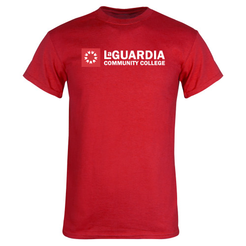 Red T Shirt-LaGuardia CC Flat Wordmark