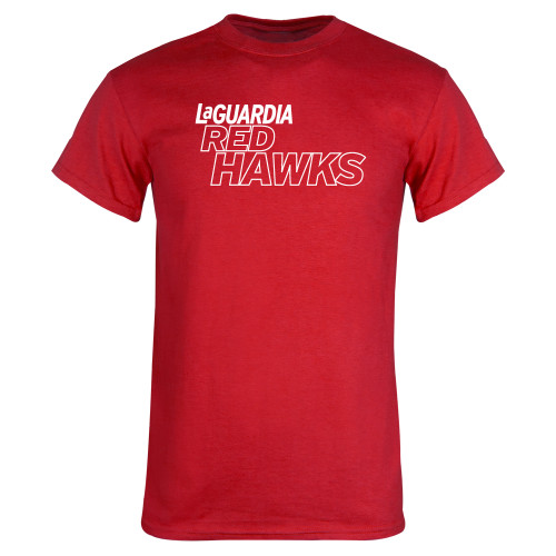Red T Shirt-LaGuardia Red Hawks Wordmark