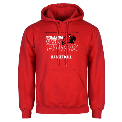 Red Fleece Hoodie-LaGuardia Red Hawks Basketball
