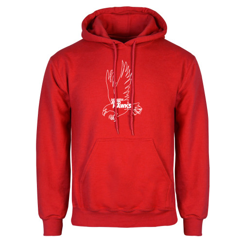 Red Fleece Hoodie-LaGuardia CC Red Hawk Logo