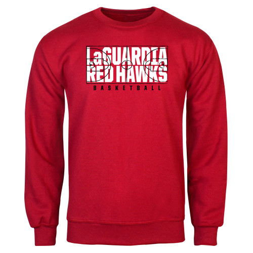 Red Fleece Crew-LaGuardia Red Hawks Basketball Design