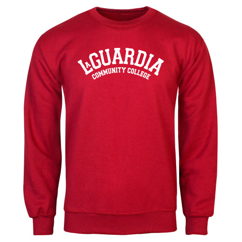 Red Fleece Crew-LaGuardia CC Arched