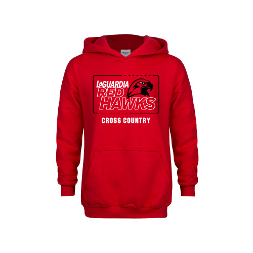 Youth Red Fleece Hoodie-LaGuardia Red Hawks Cross Country