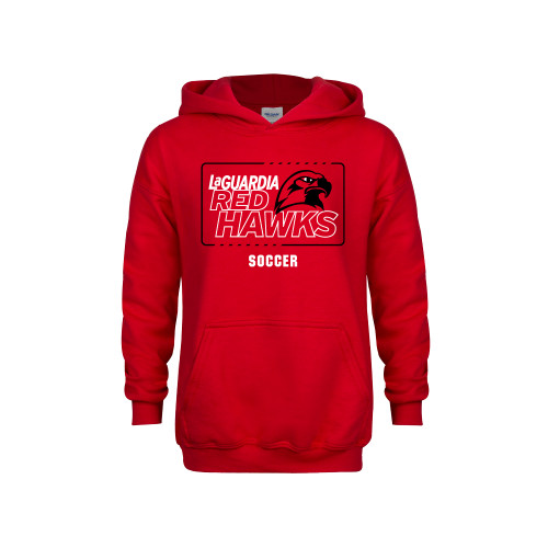 Youth Red Fleece Hoodie-LaGuardia Red Hawks Soccer
