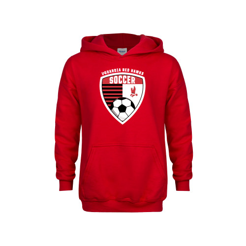 Youth Red Fleece Hoodie-LaGuardia Red Hawks Soccer Design