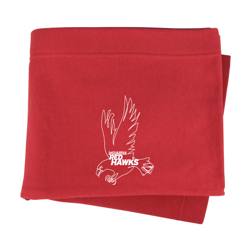 Red Sweatshirt Blanket-LaGuardia CC Red Hawk Logo