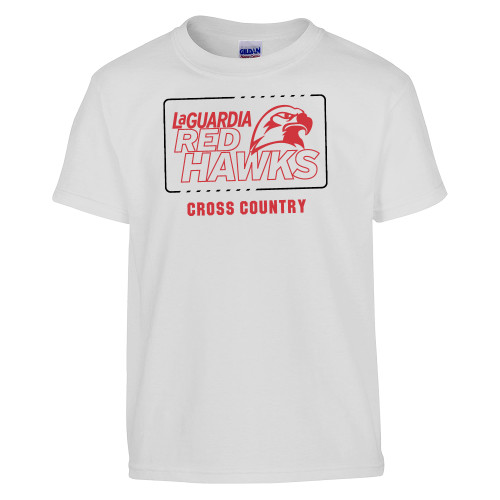 Youth White T Shirt-LaGuardia Red Hawks Cross Country