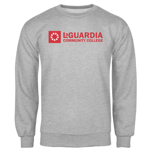 Grey Fleece Crew-LaGuardia CC Flat Wordmark